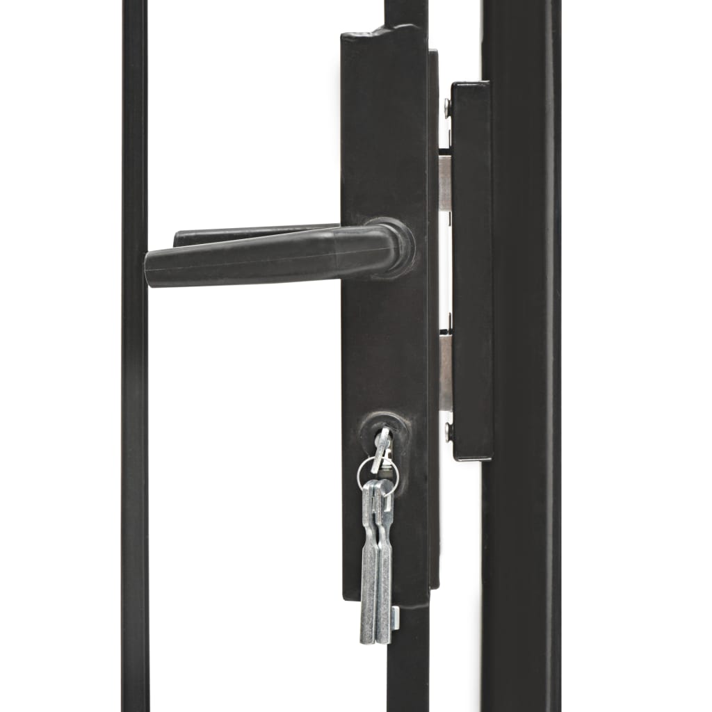 vidaXL Garden Gate Steel 1x1.75 m Black