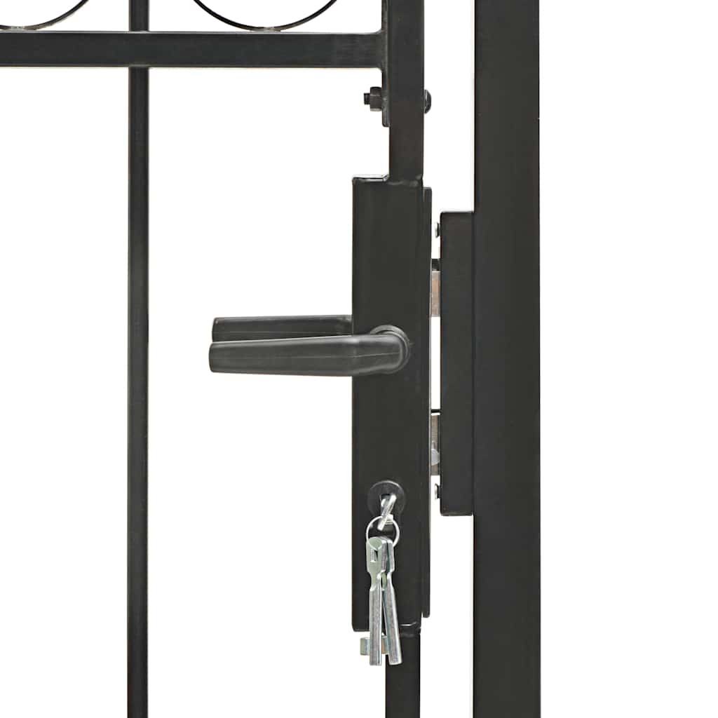 Fence Gate "ASSEN" with Arched Top Steel 102x125 cm Black