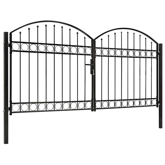 Fence Gate "ASSEN" Double Door with Arched Top Steel 300x125 cm