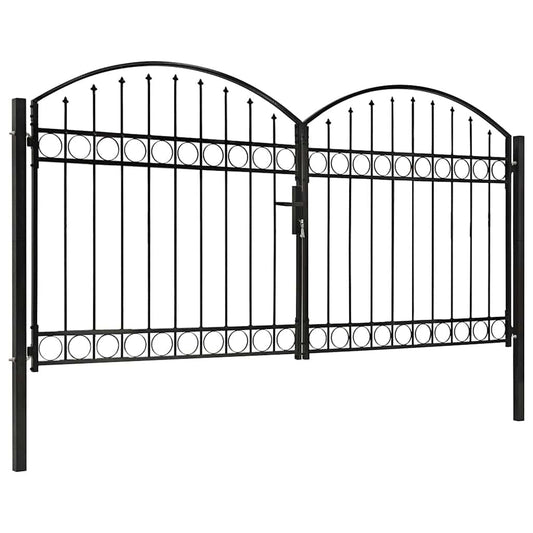 Fence Gate "ASSEN" Double Door with Arched Top Steel 300x150 cm