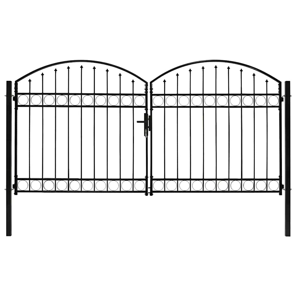 Fence Gate "ASSEN" Double Door with Arched Top Steel 300x150 cm
