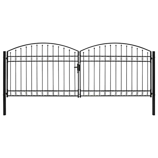 Fence Gate "ASSEN" Double Door with Arched Top Steel 400x150 cm