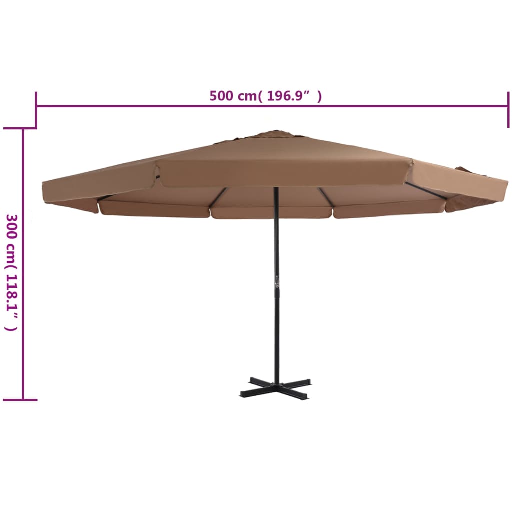 Garden Parasol | Taupe | Polyester, Aluminium | Large