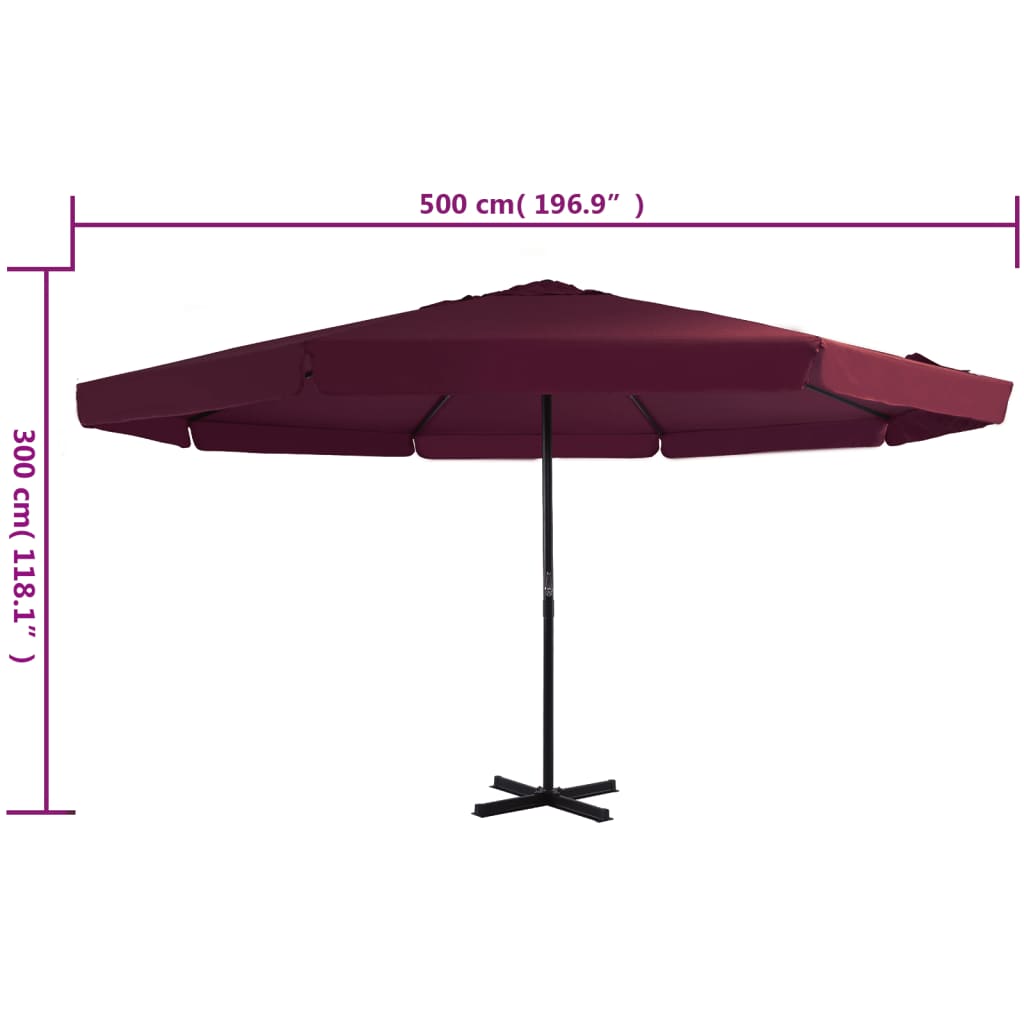 Garden Parasol | Bordeaux Red | Polyester, Aluminium | Extra Large