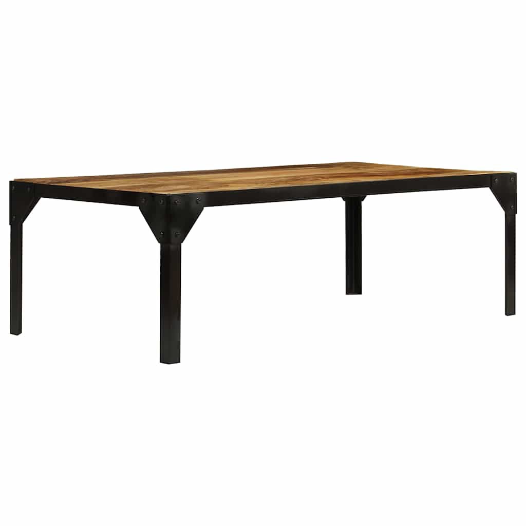 246631 vidaXL Coffee Table Solid Rough Mango Wood and Steel 110 cm