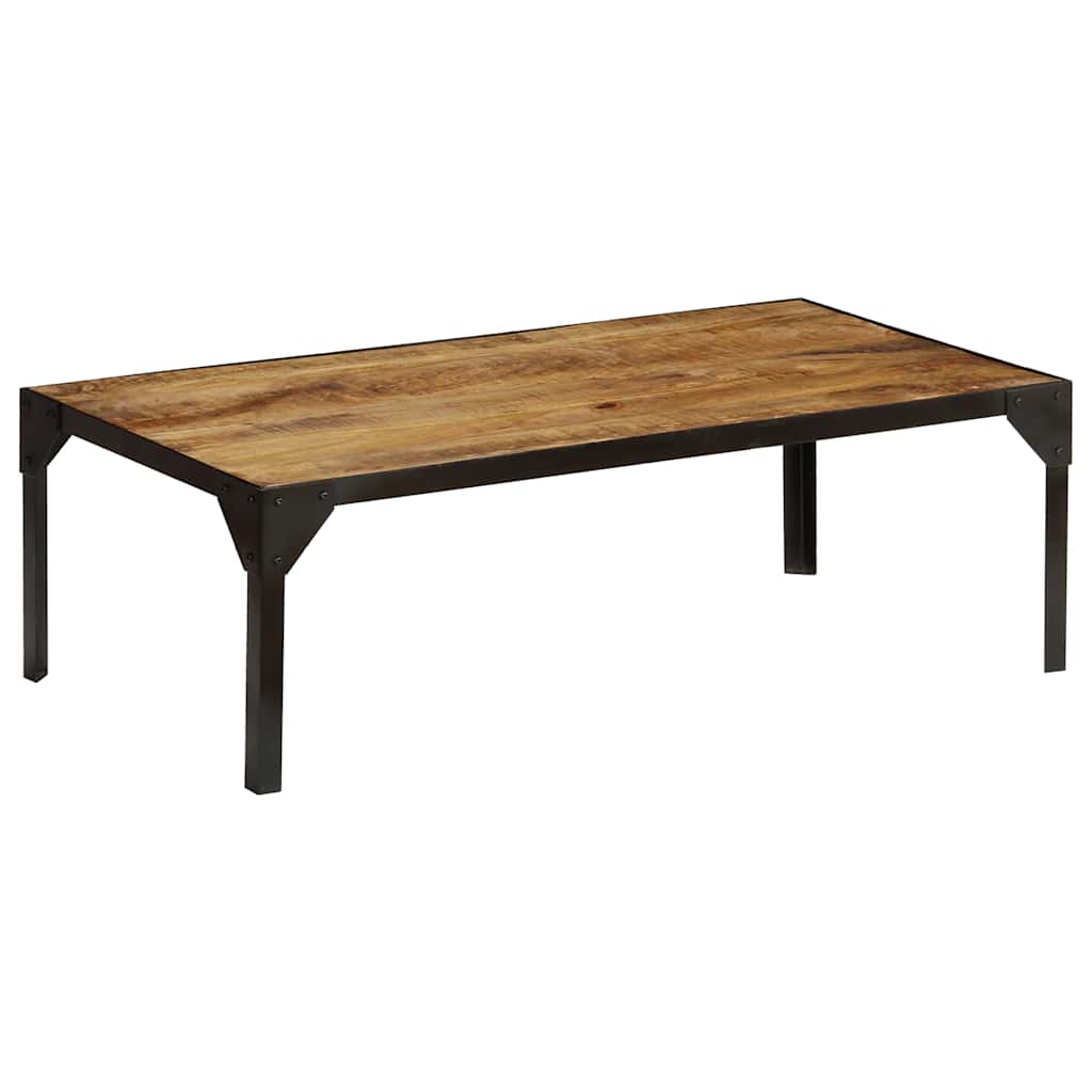 246631 vidaXL Coffee Table Solid Rough Mango Wood and Steel 110 cm