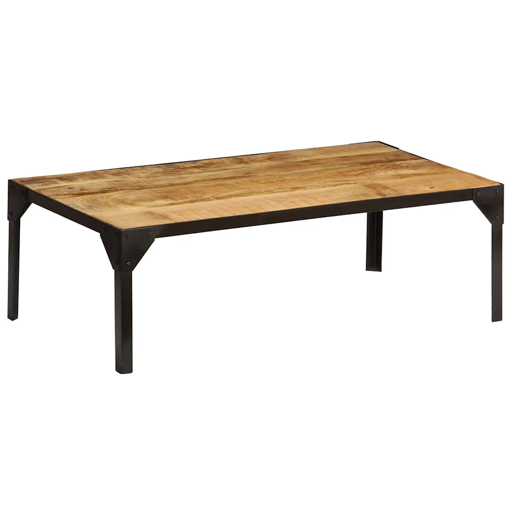246631 vidaXL Coffee Table Solid Rough Mango Wood and Steel 110 cm