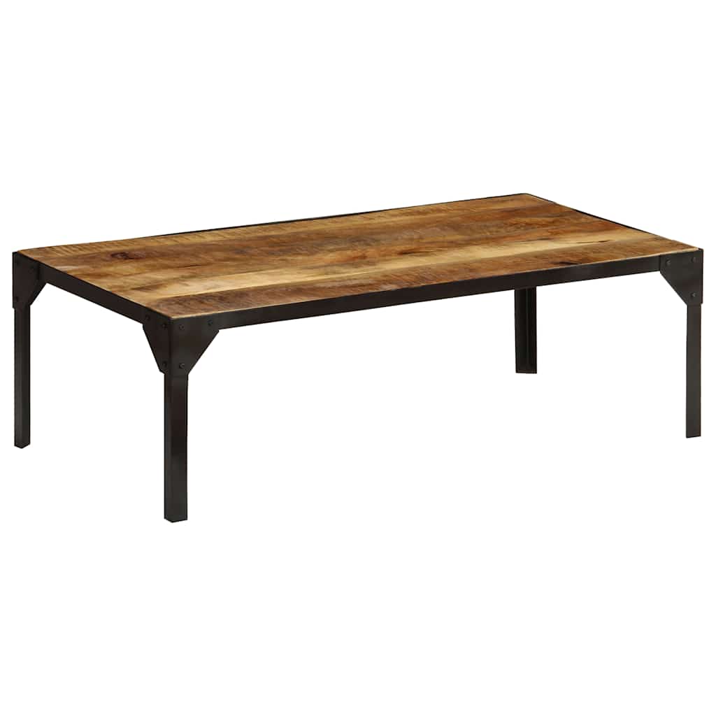 246631 vidaXL Coffee Table Solid Rough Mango Wood and Steel 110 cm