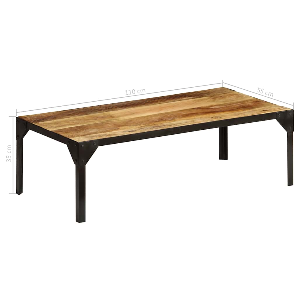 246631 vidaXL Coffee Table Solid Rough Mango Wood and Steel 110 cm