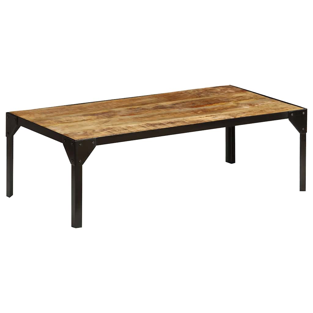 246631 vidaXL Coffee Table Solid Rough Mango Wood and Steel 110 cm