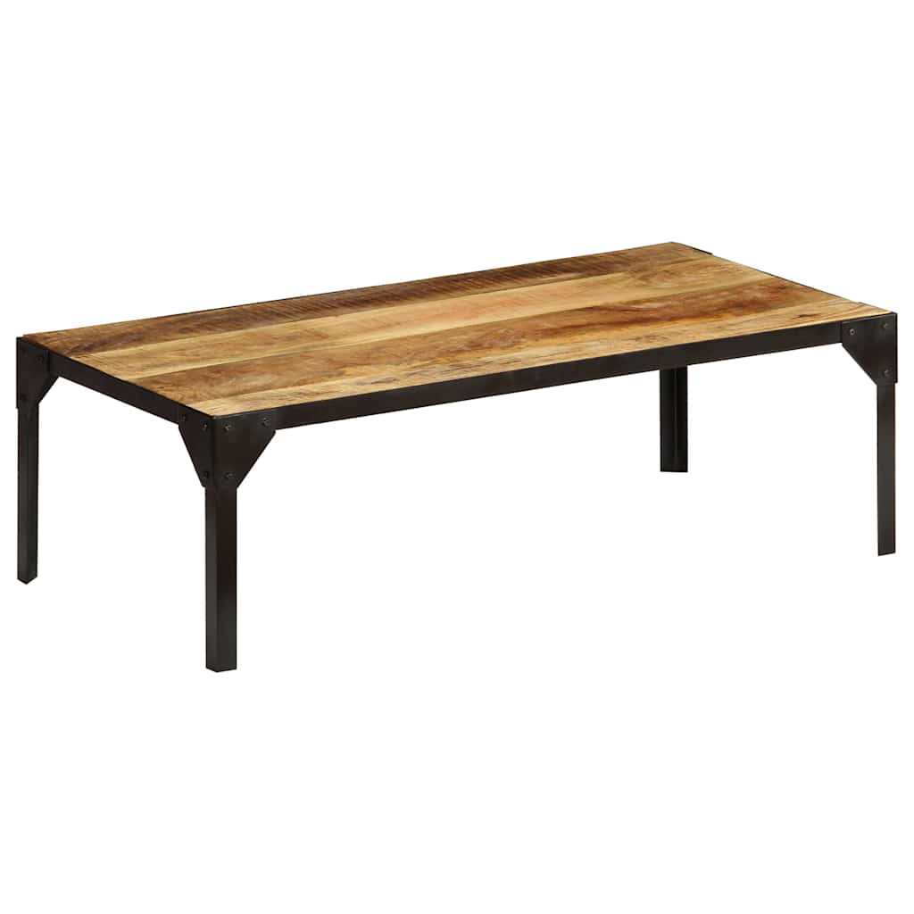 246631 vidaXL Coffee Table Solid Rough Mango Wood and Steel 110 cm