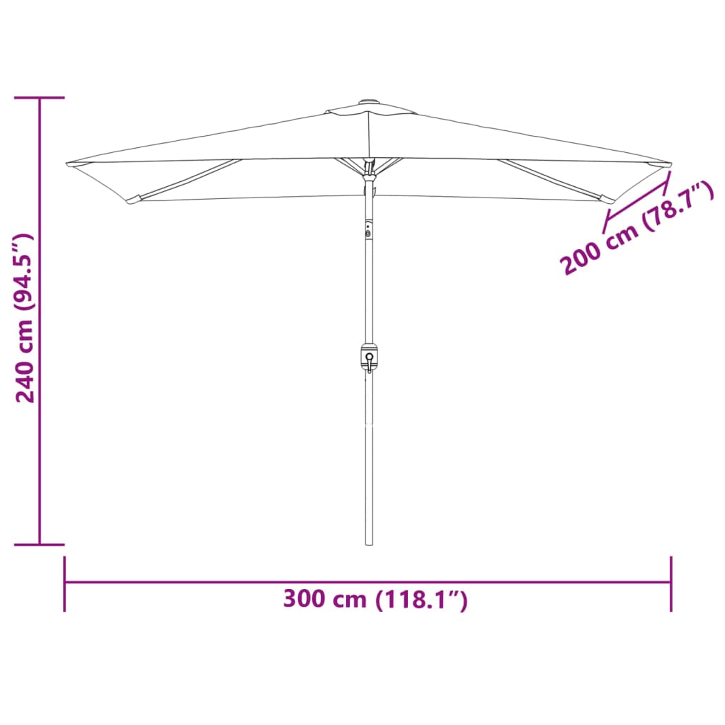 vidaXL Garden Parasol with Metal Pole 300x200 cm Anthracite