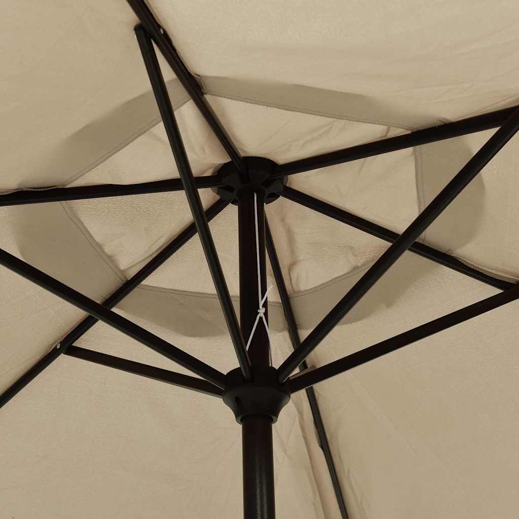 Outdoor Parasol with LED Lights and Steel Pole 300 cm Taupe
