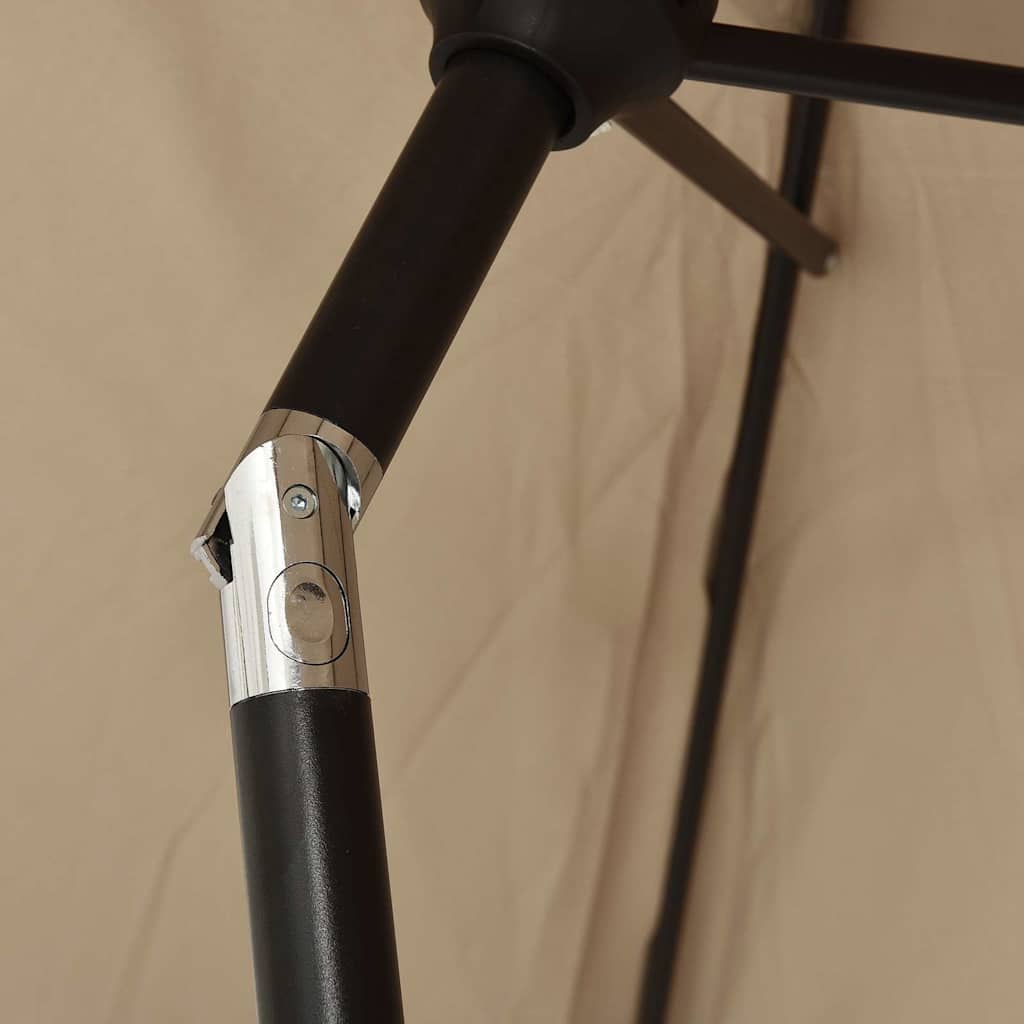 Outdoor Parasol with LED Lights and Steel Pole 300 cm Taupe