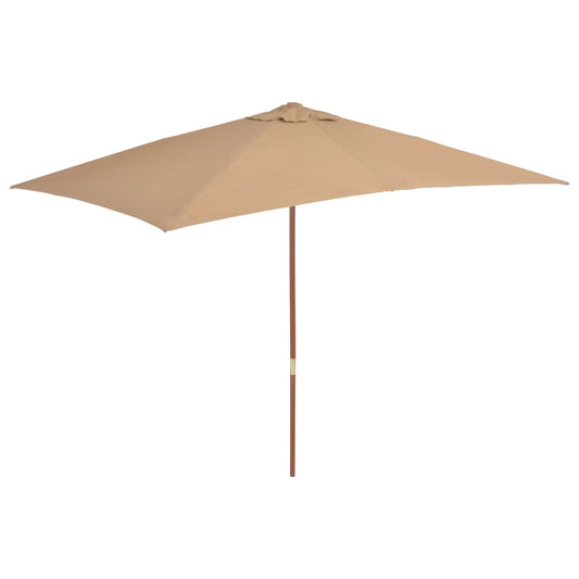 44514 vidaXL Outdoor Parasol with Wooden Pole 200x300 cm Taupe