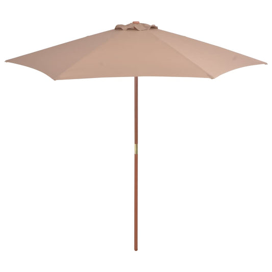 44516 vidaXL Outdoor Parasol with Wooden Pole 270 cm Taupe