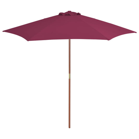 44517 vidaXL Outdoor Parasol with Wooden Pole 270 cm Bordeaux Red