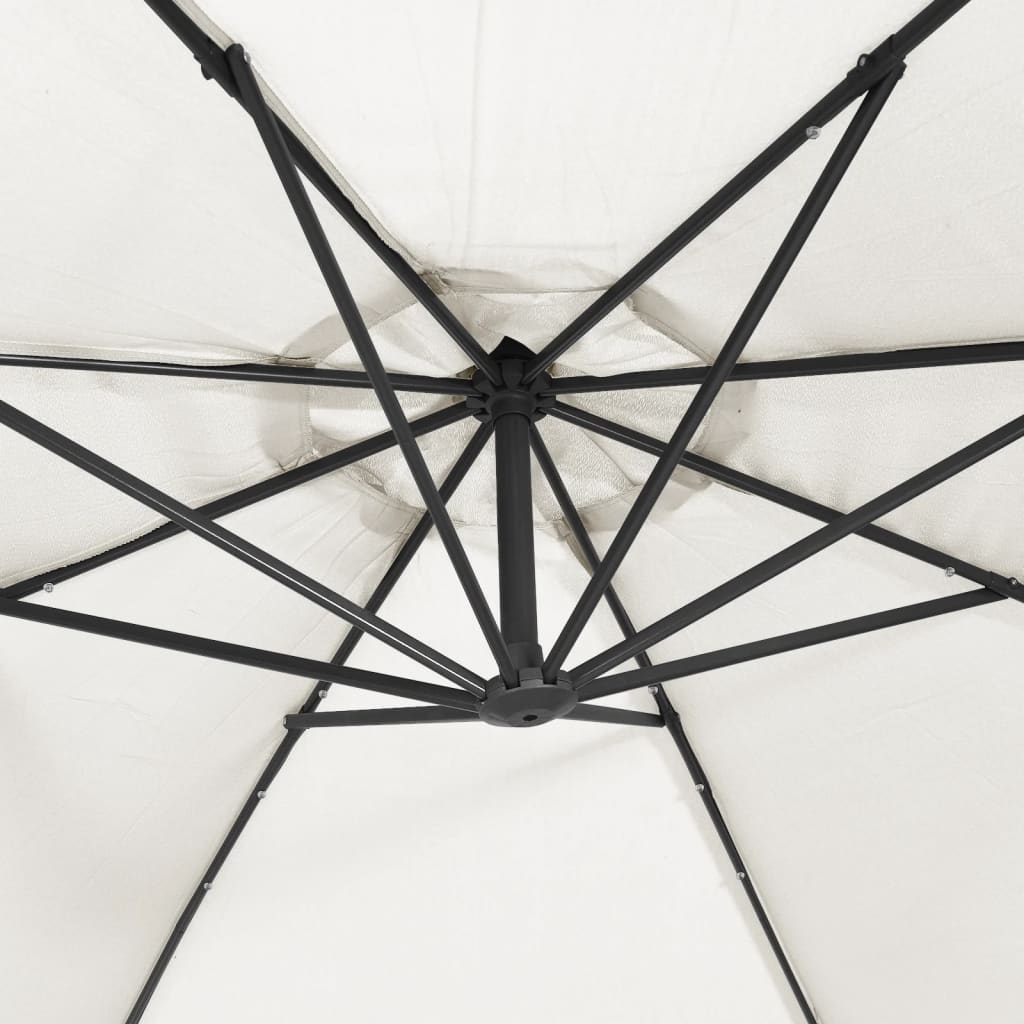 Cantilever Garden Parasol with LED Lights and Metal Pole 350 cm Sand