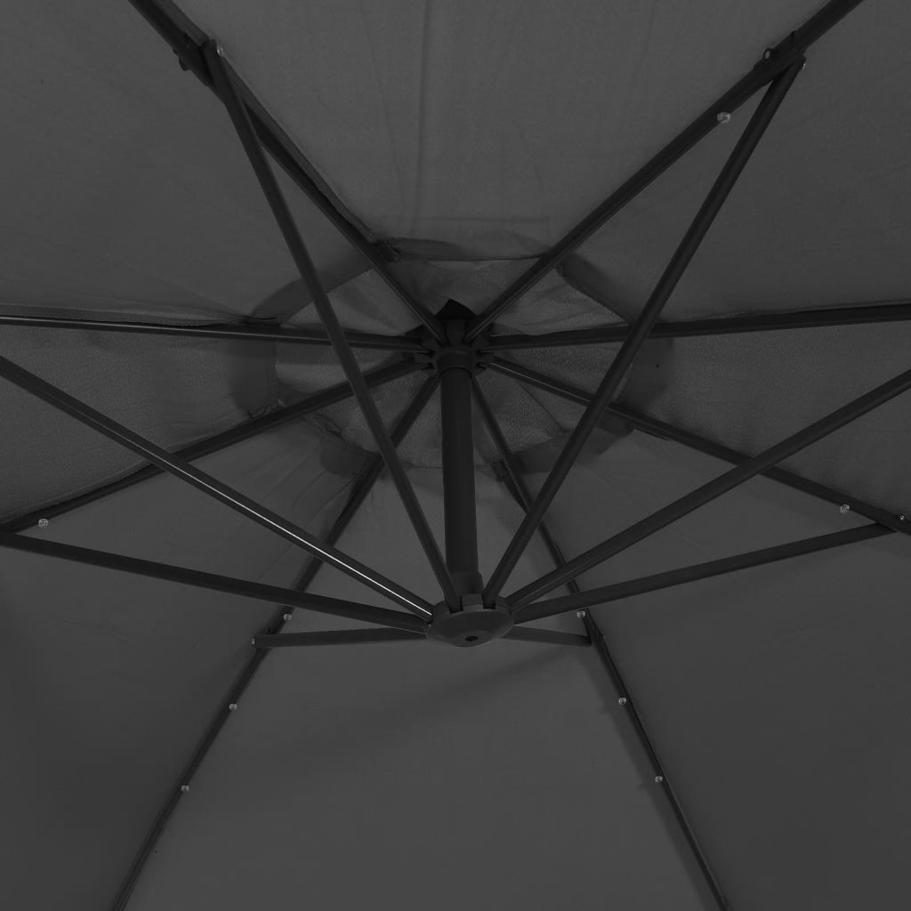 Cantilever Garden Parasol with LED Lights and Metal Pole 350 cm Anthracite