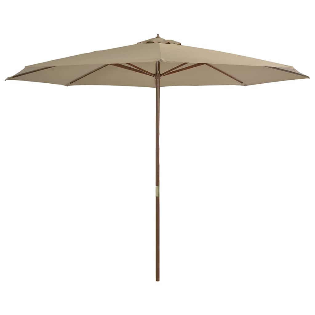 Garden Parasol with Wooden Pole 350 cm Taupe