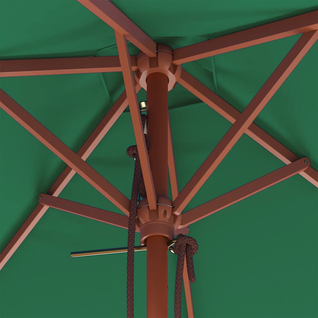 Garden Parasol with Wooden Pole 150x200 cm Green