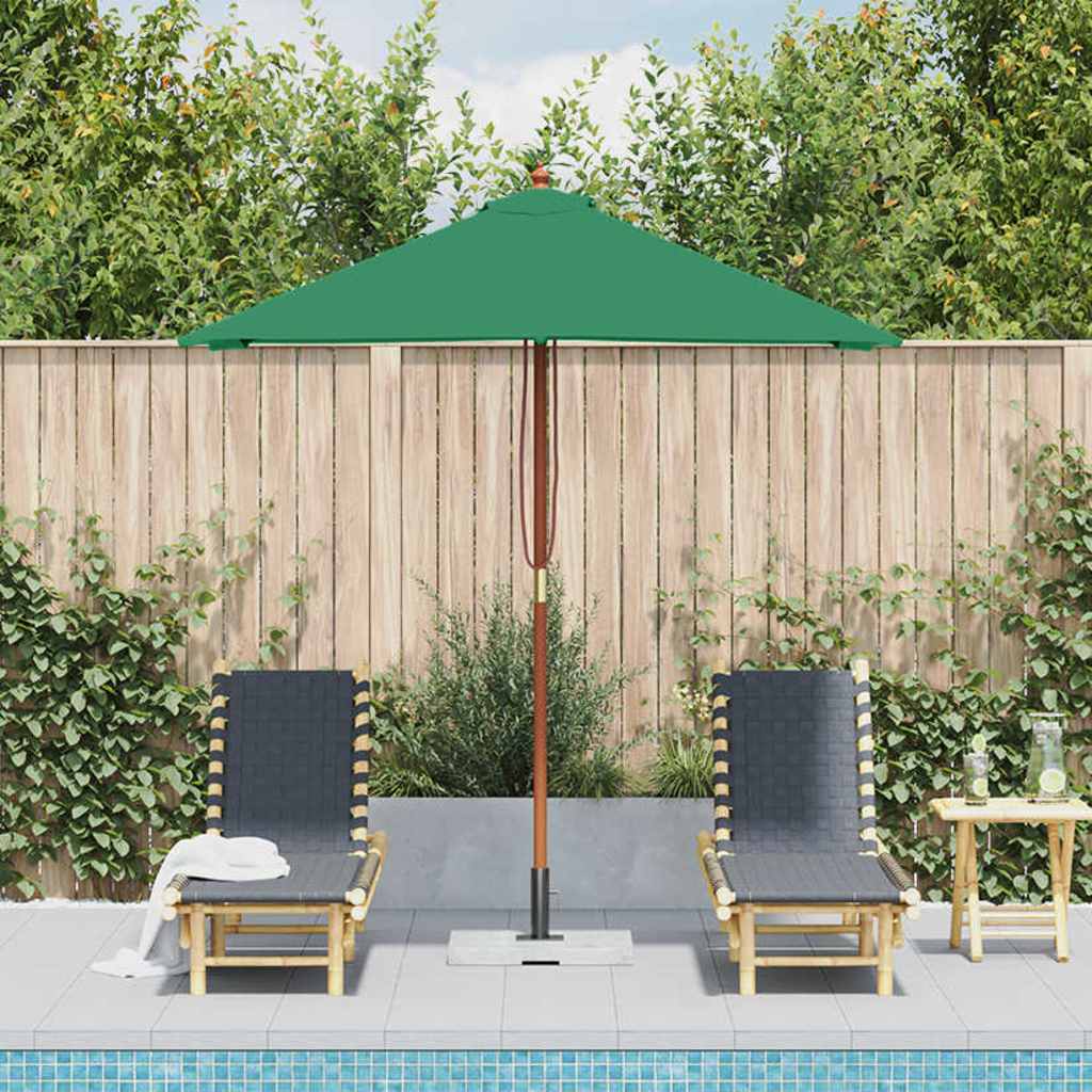 Garden Parasol with Wooden Pole 150x200 cm Green