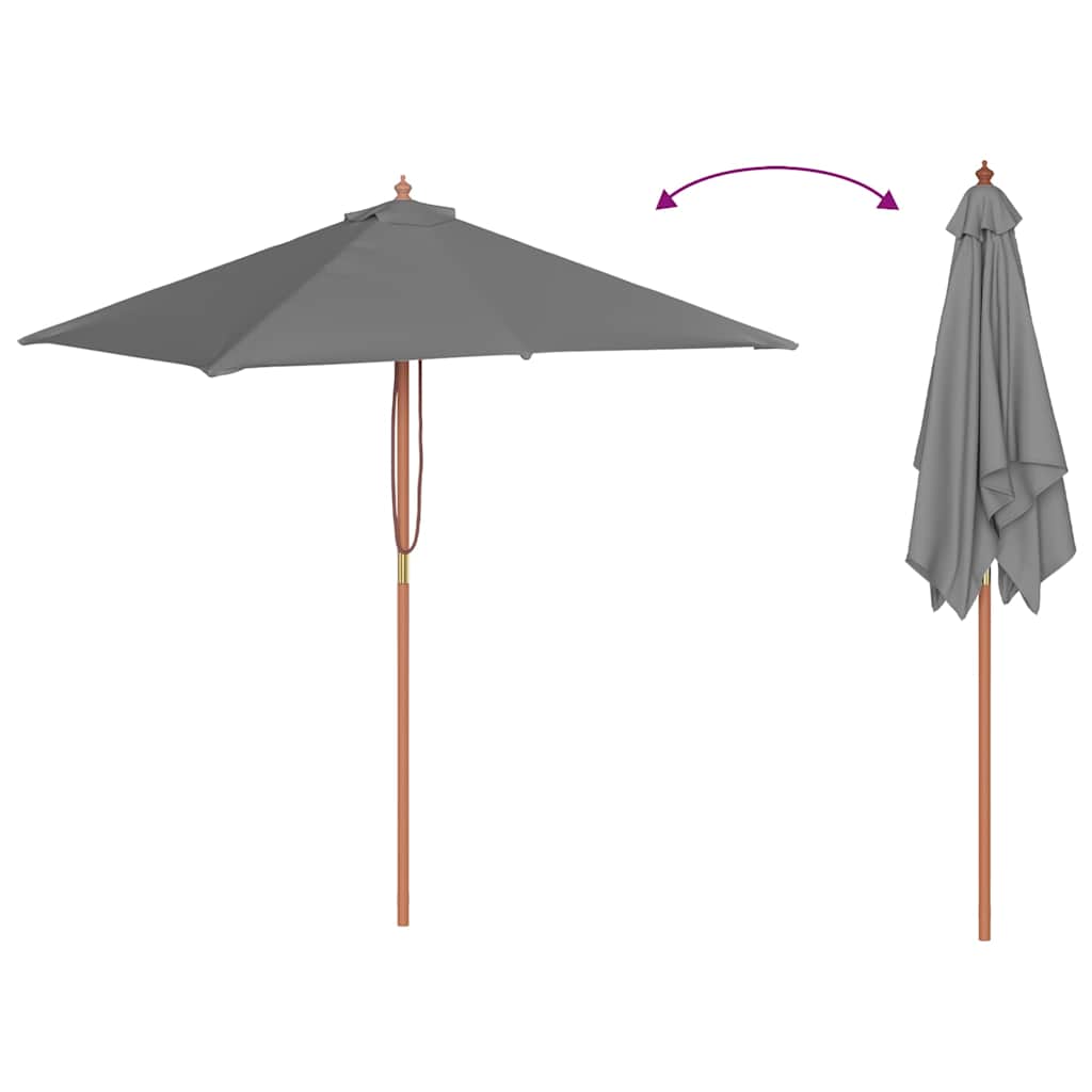 Garden Parasol | Anthracite | Polyester, Laminated bamboo, Hardwood