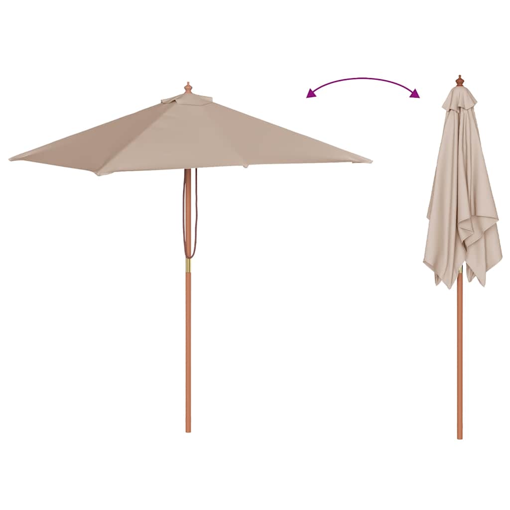 Garden Parasol with Wooden Pole 150x200 cm Taupe