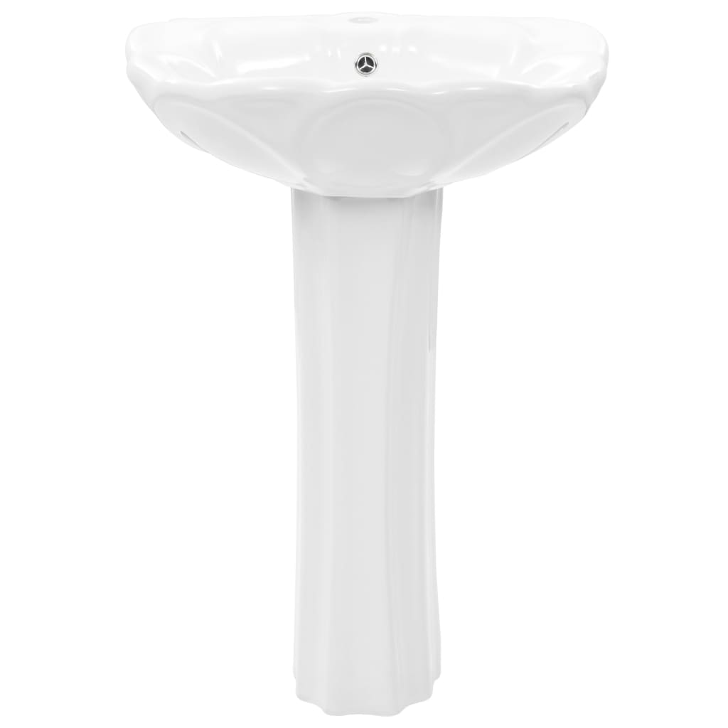 vidaXL Freestanding Basin with Pedestal Ceramic White 580x510x200mm