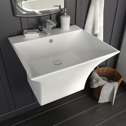 vidaXL Wall-mounted Basin Ceramic White 500x450x410 mm