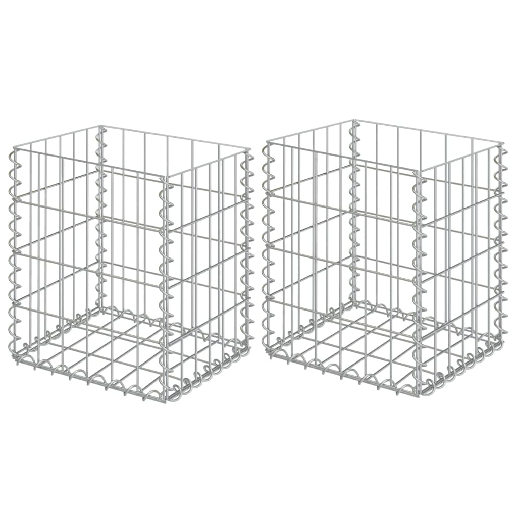 vidaXL Gabion Baskets 2 pcs Galvanised Steel 30x30x40 cm