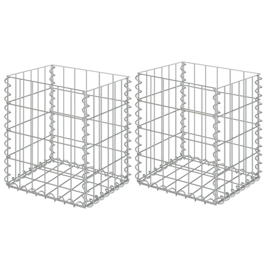 vidaXL Gabion Baskets 2 pcs Galvanised Steel 30x30x40 cm