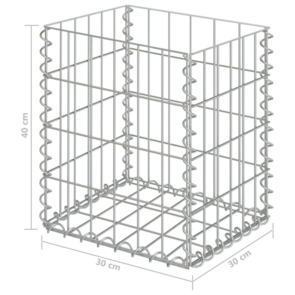 vidaXL Gabion Baskets 2 pcs Galvanised Steel 30x30x40 cm