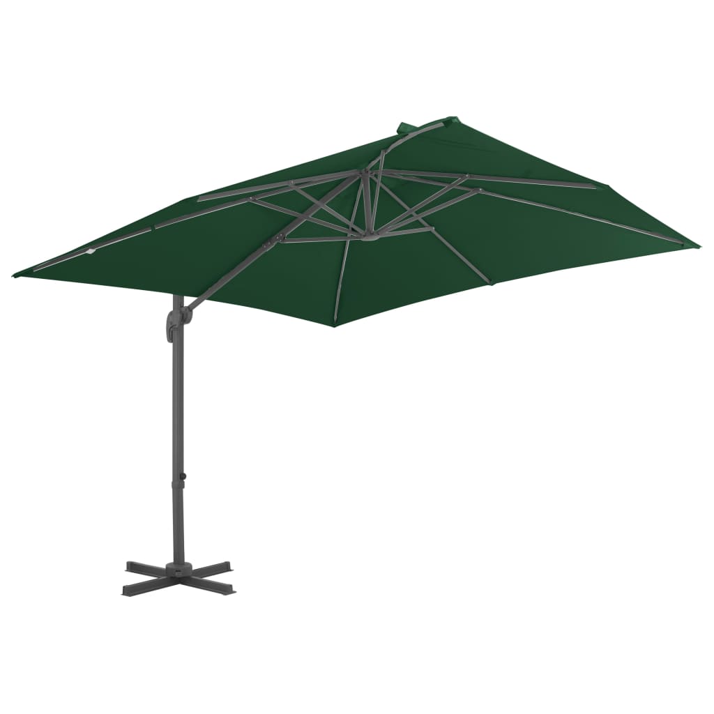 vidaXL Cantilever Garden Parasol with Aluminium Pole 400x300 cm Green