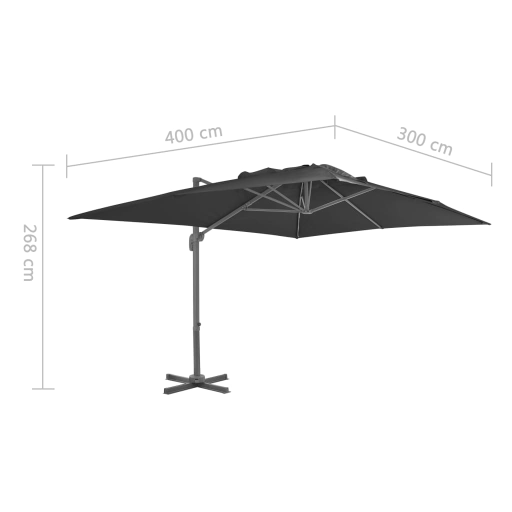 vidaXL Cantilever Garden Parasol with Aluminium Pole 400x300 cm Anthracite