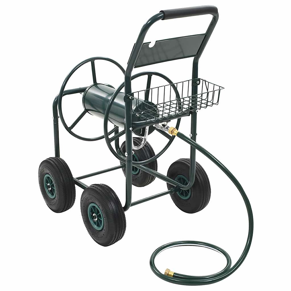 143777 vidaXL Garden Hose Trolley with 1/2" Hose Connector 75 m Steel