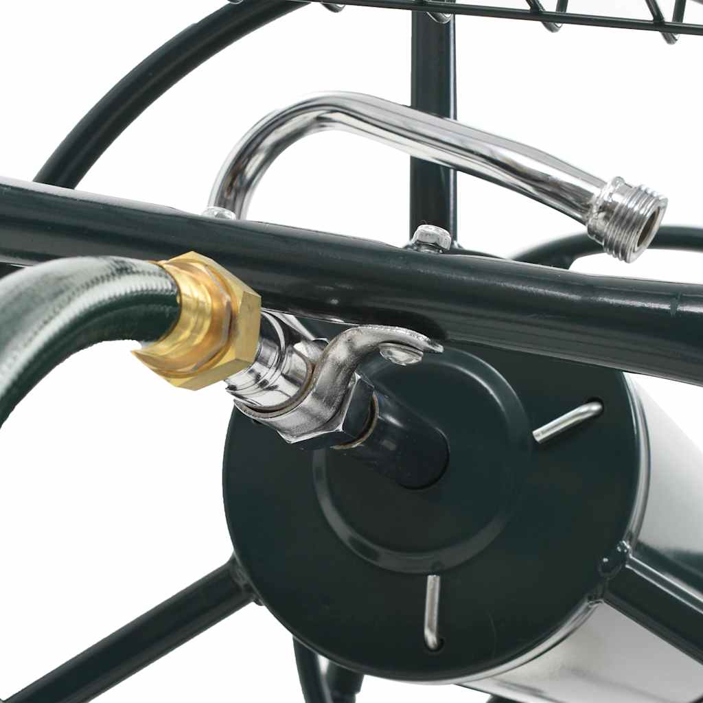 143777 vidaXL Garden Hose Trolley with 1/2" Hose Connector 75 m Steel