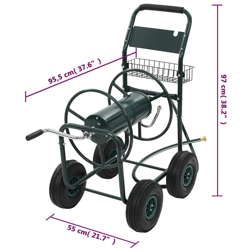 vidaXL Garden Hose Trolley with 1/2" Hose Connector 75 m Steel