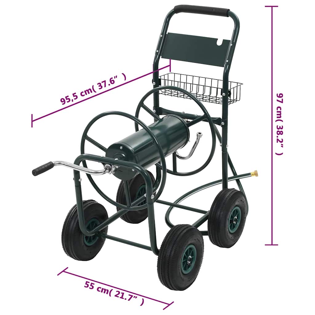 143777 vidaXL Garden Hose Trolley with 1/2" Hose Connector 75 m Steel
