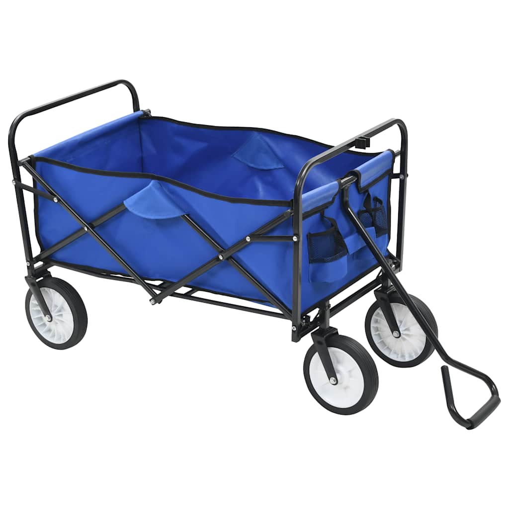 143779 vidaXL Folding Hand Trolley Steel Blue