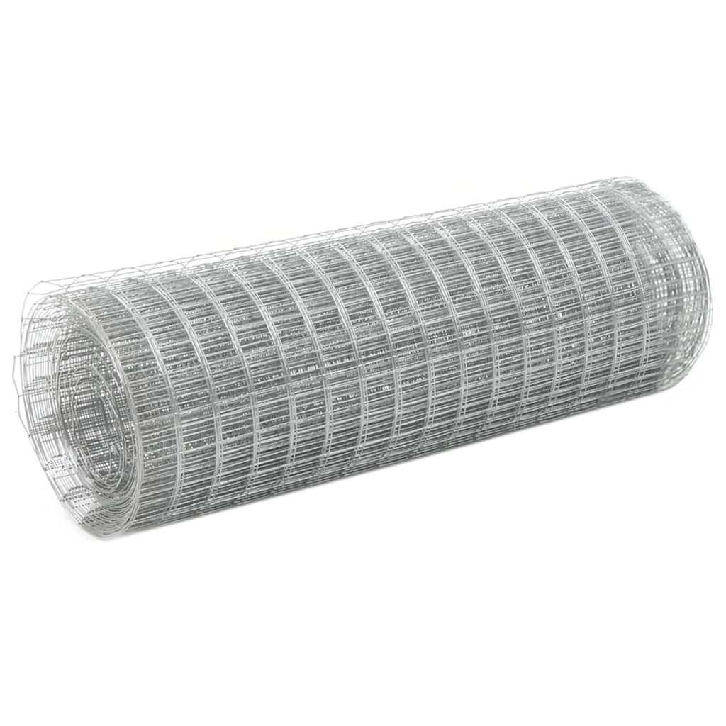 vidaXL Chicken Wire Fence Galvanised Steel 10x0.5 m Silver