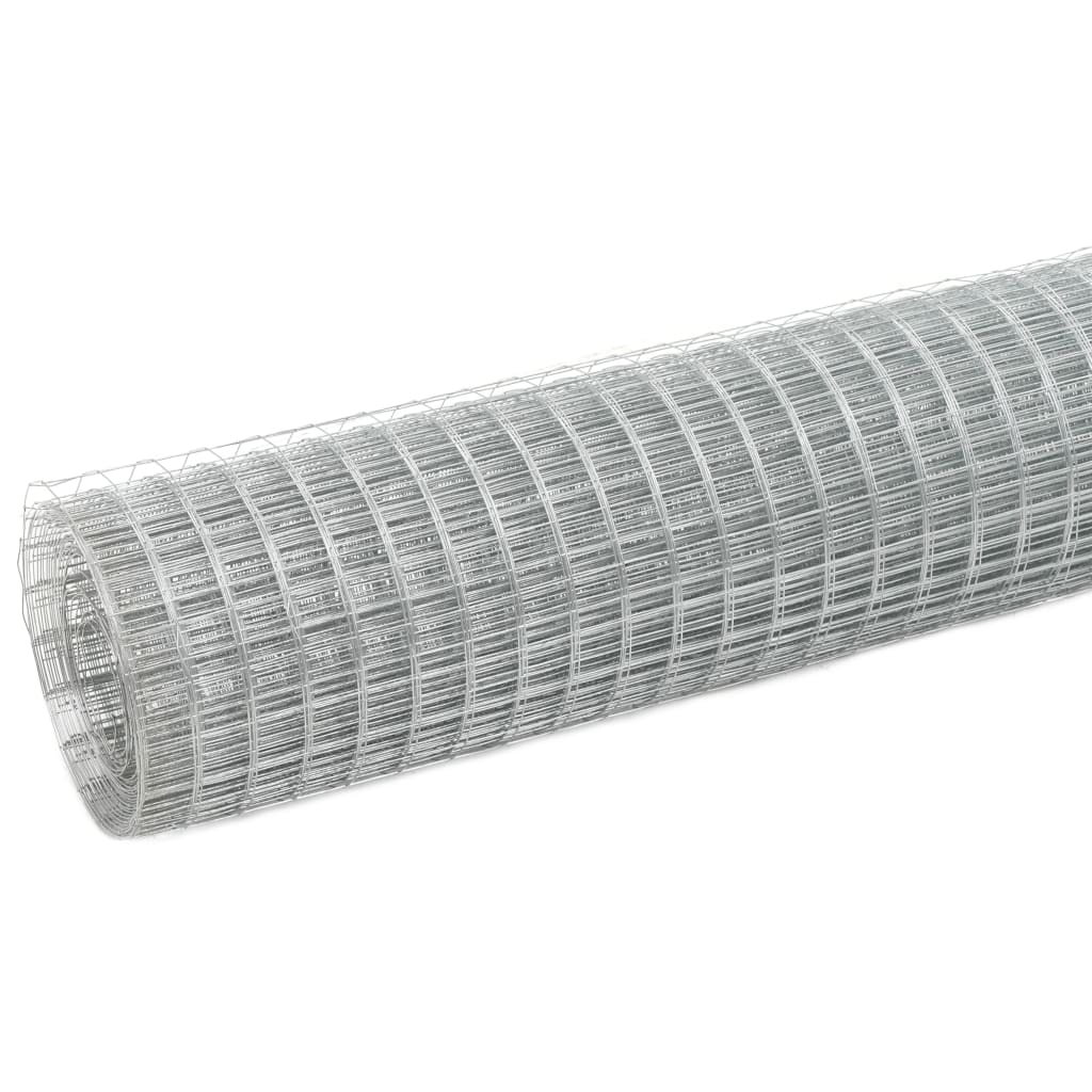 vidaXL Chicken Wire Fence Galvanised Steel 10x1.5 m Silver