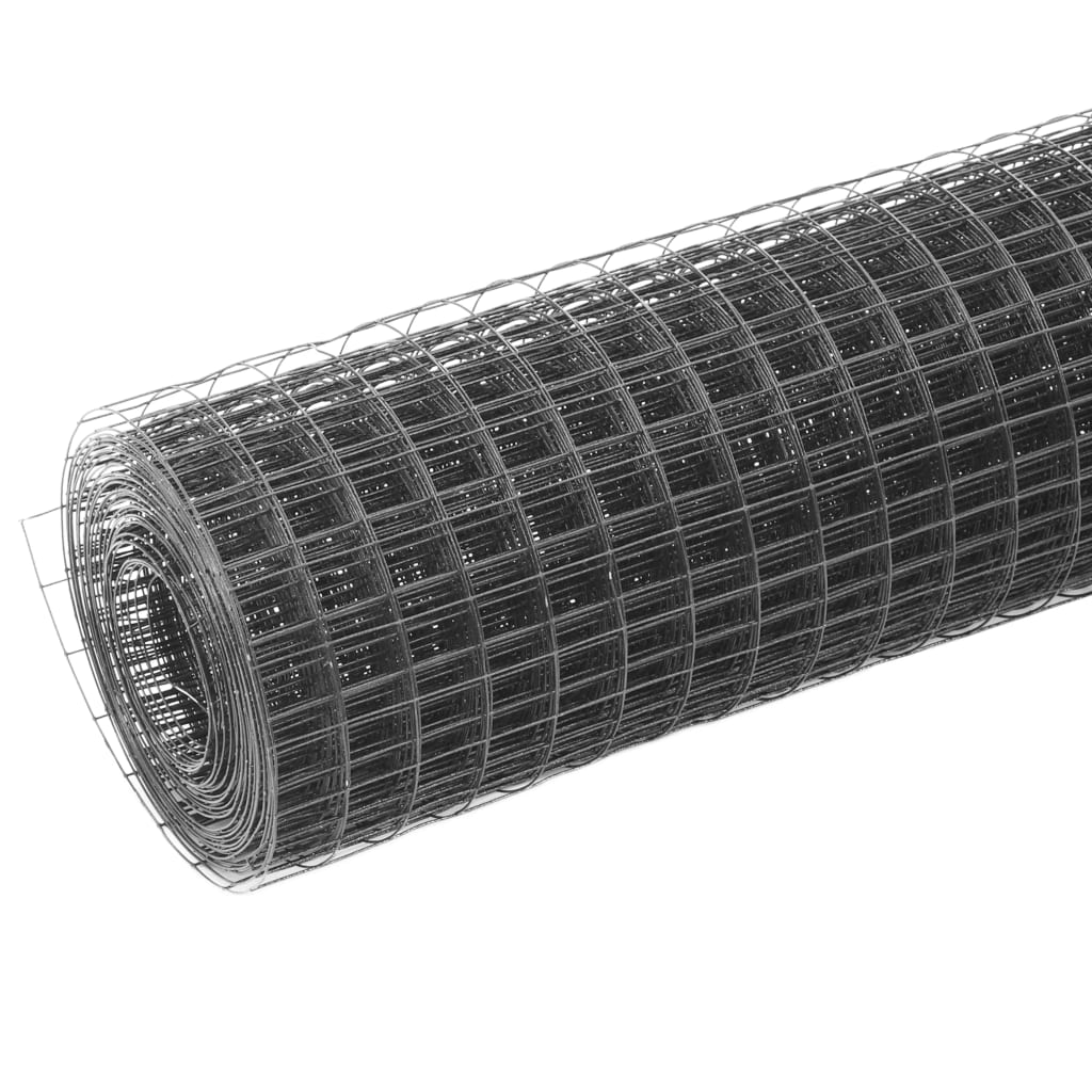 vidaXL Chicken Wire Fence Steel with PVC Coating 25x1 m Grey