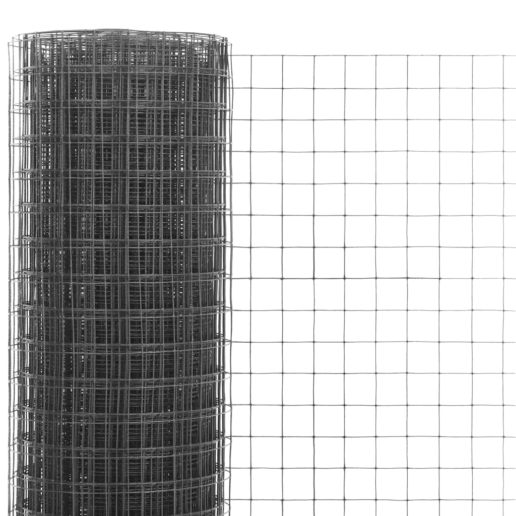 Chicken Wire Fence Steel with PVC Coating 10x1.5 m Grey