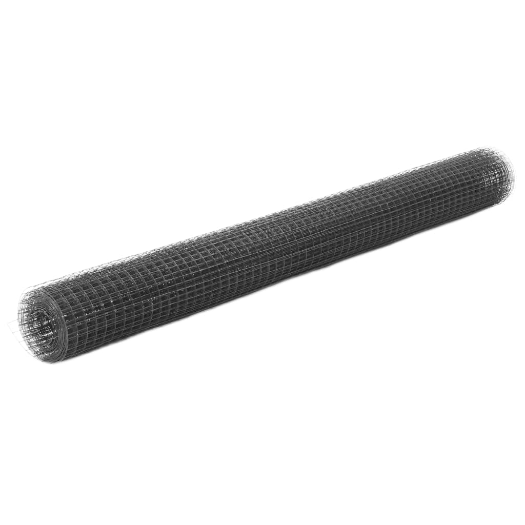 Chicken Wire Fence Steel with PVC Coating 10x1,5 m Grey