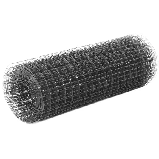 vidaXL Chicken Wire Fence Steel with PVC Coating 25x0.5 m Grey