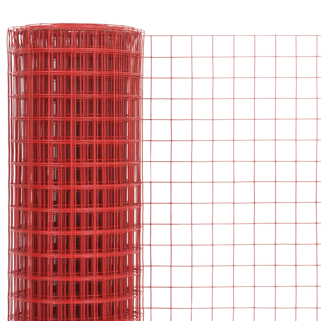 Chicken Wire Fence Steel with PVC Coating 25x0.5 m Red
