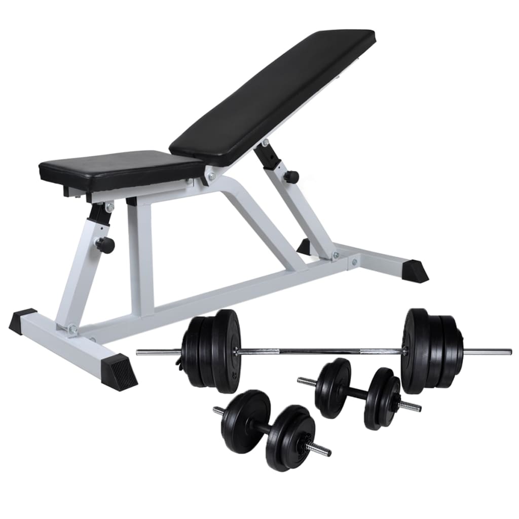 Workout Bench with Barbell and Dumbbell Set 60.5 kg