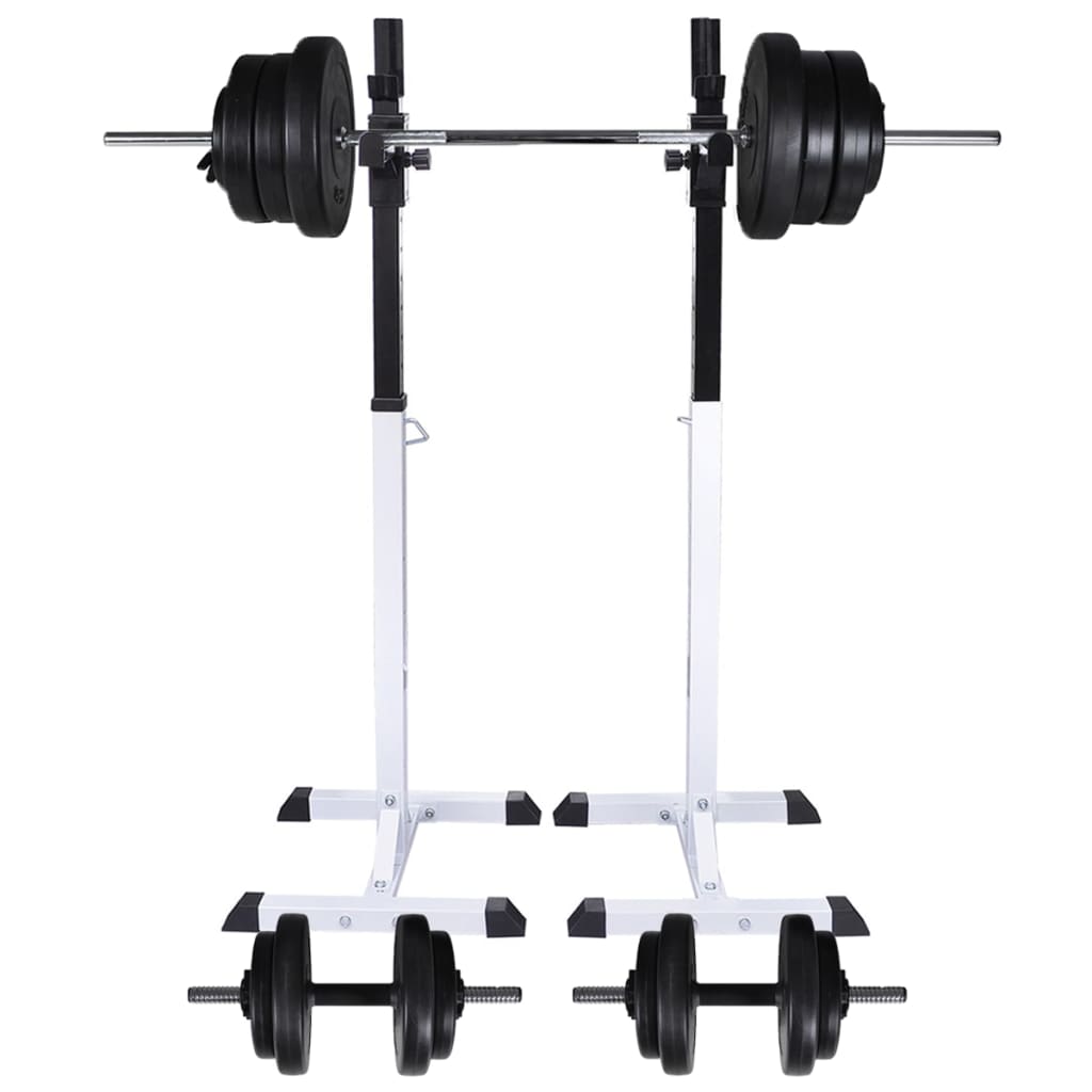 vidaXL Barbell Squat Rack with Barbell and Dumbbell Set 60.5 kg