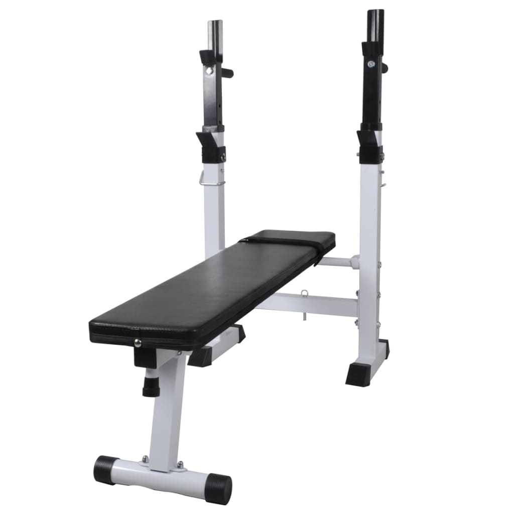 vidaXL Workout Bench with Weight Rack, Barbell and Dumbbell Set 60.5kg